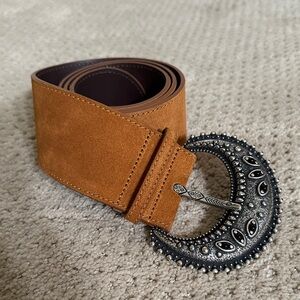Sezane Camel Suede Belt